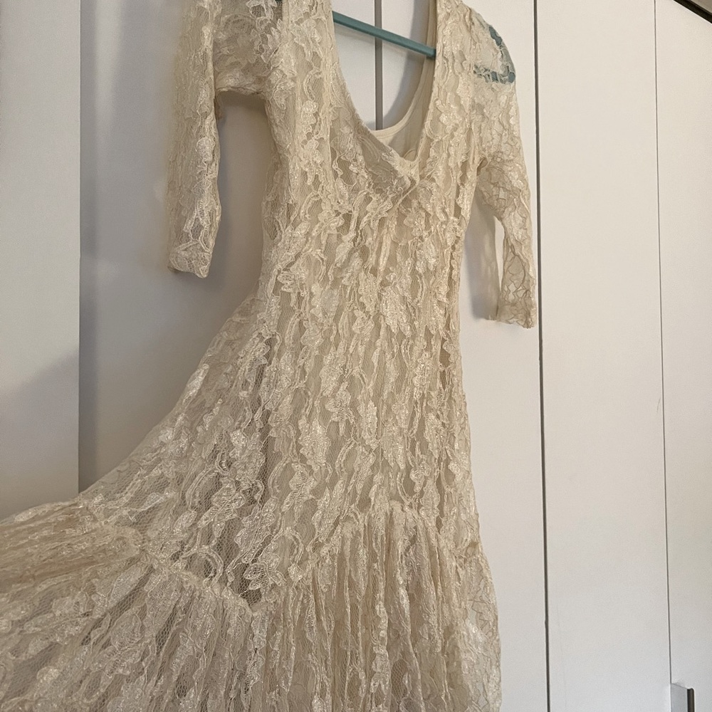 Off white lace drop waist dress, same as worn by Sookie Stackhouse on True Blood